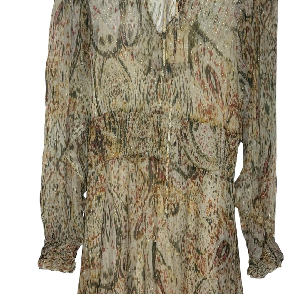 NWT Malej Silk Printed Metallic Long Sleeve midi Dress EU 34-36 - Picture 7 of 15